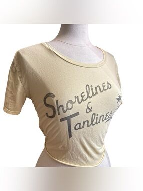 Billabong cropped cut Light Yellow Graphic Tee - Logo Interior Print